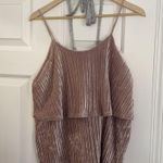 Ro & De  Crushed Velvet soft pink tank top with statement necklace. Photo 4