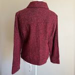 J.Jill Black Red Pink Speckle Tweed Wool Blend Snap Button Blazer Jacket Women M Photo 4