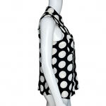Calvin Klein Shirt Womens Small Black Polka Dots Sleeveless Rockabilly Pin Up Photo 1