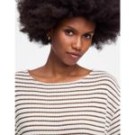 Madewell  Embroidered Boxy Knit Tee Striped Cotton Blend Ivory Relaxed Small NWT Photo 4