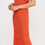 KOKO + MASON Popover Ruffle Pointelle Sweater Dress, Size Small, Orange, NWT Orange Photo 0