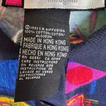 Vintage funky Clowncore button collar long sleeve abstract top size S Blue Photo 8