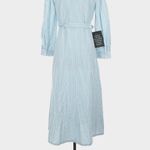 Tuckernuck Sea Stripe Catherine Maxi Dress Slate Blue Medium Belted Long Sleeve Photo 8