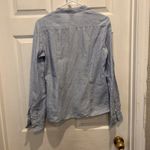 H&M Blue Striped Linen Rayon Button Up Top Blouse Women’s Sz 10 Beachy Summer Photo 5