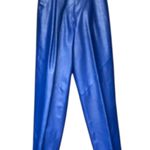 Vintage SMALBY Royal Blue Leather Pants Trousers Made in Italy Women's Sz 42 EU Photo 0
