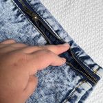 Women's Acid Wash Denim Jeans Faux Zipper Detail Size 16 Skinny Jeans Streetwear Blue Photo 5