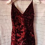 Salty Crushed Deep Red burgundy Sequin Mini Dress Photo 2