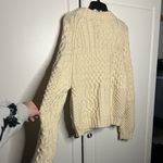 Carraig Donn Irish Wool Cableknit Aran full zip Sweater White Size M Photo 12