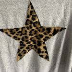 Hailey & Co. Gray Heather Velour Balloon Sleeve Sweatshirt with Leopard Star Sz L Photo 1