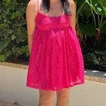 LOUNA Pink Lace Empire Waist Scoop Neck Lace Detail Babydoll Mini Dress Size M Size M Photo 12