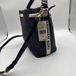 Michael Kors MK Signature Blue Bucket Bag Designer Logo Tote Gold Hardware Photo 2