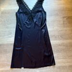 COS Lace Trim V-neck Satin Sleeveless Dress Size 10 Black & Midnight Blue Photo 3