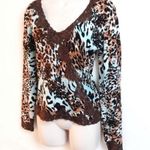 Cache animal print beaded lace long sleeve v neck sweater s… Photo 1