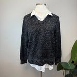 Liverpool Black & White Long Sleeve Two-Fer Collared Sweater - Size XL Photo 1