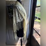 NOS vintage crochet boho large fringe shoulder shawl Photo 2