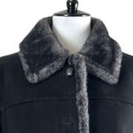 Utex Women’s Winter Coat Suede Faux Fur Trim Lined Heavy Black Gray Size Large Photo 10