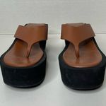 frame denim FRAME Women's Le Ocean Brown Thong Wedge Sandals 37 US 6.5/7 Photo 1