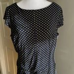 Navy Blue and Gold Polka Dot Midi Dress Classic Career Party Size 12 Photo 3