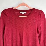 Loft  Burnt Red Puff Shoulder Crew neck Sweater sz XS Photo 1