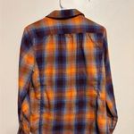 Woolrich  Women’s Plaid Button Up Flannel Shirt Orange Blue Medium Photo 7