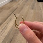 Gold Oval Dangle Diamond Encrusted Earrings Photo 2