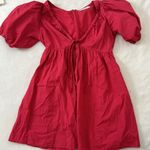Abercrombie & Fitch Abercrombie | Pink Puff Sleeve Tie Front Dress Photo 1