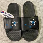  Women's Champion M 7/8 Logo Star Shiny Slide Sandals Black Summer New Photo 0