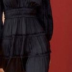 Ulla Johnson Amara Dress Noir Black Plisse Satin Mini Dress Size 4 Small Ruffle Photo 1