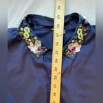Elie Tahari  blouse, sleeveless, flower embellished collar, Blue, size XL‎ Photo 7