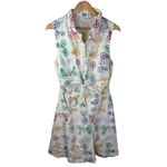 Modcloth Size Large Sleeveless Tie-Waist Shirt Dress Bicycle Print White Photo 2