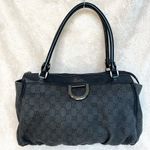 Gucci Abbey Black Denim Canvas Satchel Shoulder Bag Photo 10