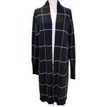 Leith  Black White Windowpane Plaid Duster Cardigan Large‎ Soft Cozy Layers Photo 1