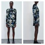 ZARA  Floral Gathered Mini Dress M Photo 1