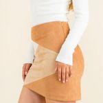 THML Suede Colorblock Mini Skirt in Tan/Cream Photo 2