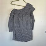 Adelyn Rae NWT  Deep Navy and White Gingham Off-Shoulder Dress sz S Photo 2