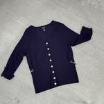 Peck & Peck Collection V Neck Chain Detail Cardigan Sweater Purple XL Button Photo 10