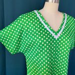 Handmade Vintage 70s Lime Green Polka Dot Shift Dress Photo 2