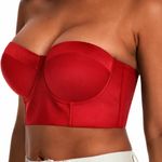 Dvpol Women Longline Strapless Bra Back Smoothing Support. Size 36DDD Red Photo 0