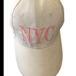 NYC Baseball Cap Embroidered White Pink Hook Loop Adjustable Back OS Casual Photo 2