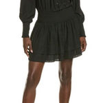 Ramy Brook New!  Clarinda Smocked‎ Drop Waist  Mini Dress Black Sz XXS $425 Photo 0