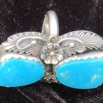 Navajo Handmade Ring 925 Silver Tuquoise sz 7 Artist Signed Peterson Johnson Photo 3