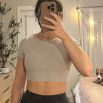 Kamo Fitness Grey backless cropped top with removable pads. Gray Photo 0