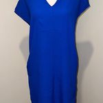 Madewell Du Jour Cobalt Blue Tunic Notch V-Neck Shift Dress Size XS Photo 2