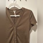 Free People  Taupe Waffle Knit Top Photo 2