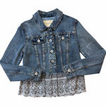 Pilcro  and the Letterpress Gingham Eyelet Peplum Hem Denim Jacket Photo 0