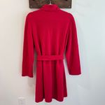 Chico's Chico’s 100% Boiled Wool Red Ruffle Front Zip Front Belted Jacket Size 2 Large Photo 7