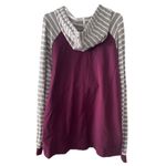 Orvis  Color‎ Block Pullover Long White/Gray Stripped Sleeves & Hoodie Size L Photo 1