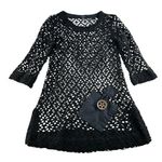 Crochet Mini Dress S Whimsigoth Fairycore Witchy Artsy Black Photo 0