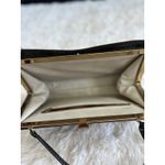 Vintage 50s Style Top Handle Handbag Black Lizard Print Purse Gold Hardware Photo 5