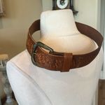 Vintage Brown Embossed Leather Belt Photo 5